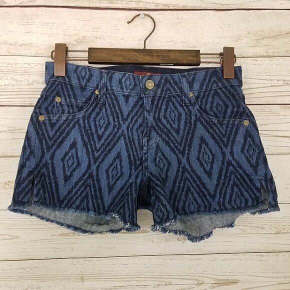7 For All Mankind Womens Size 25 Low Rise Cutoff Side Slit Boho Denim Shorts - Picture 1 of 10